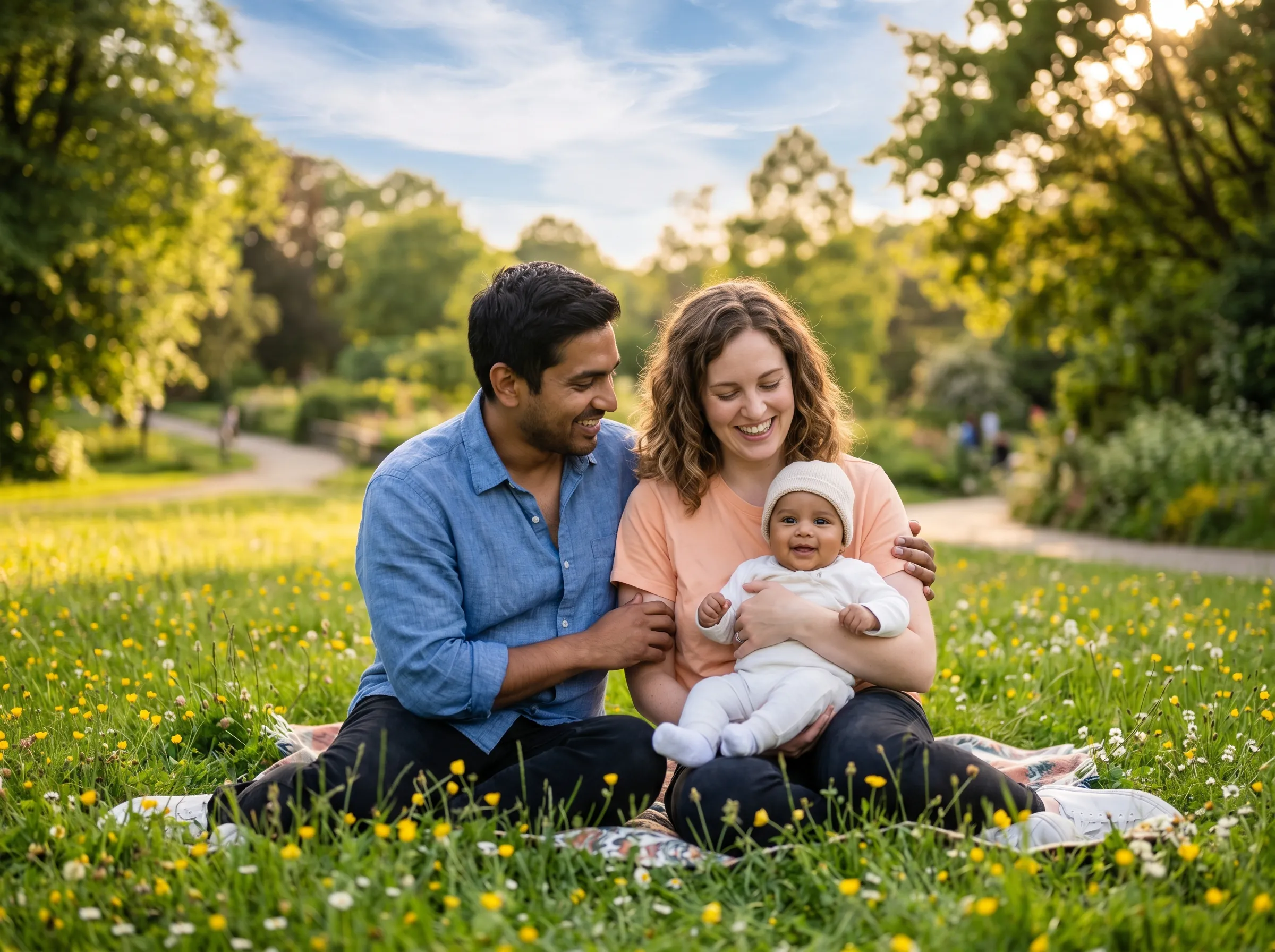 A family in a warm, candid moment together, the result of an adoption journey